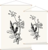 Matthiola Incana zwart-wit (Hoary Shrubby Stock) - Foto op Textielposter - 40 x 60 cm