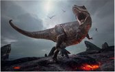 Dinosaurus T-Rex screamer volcano - Foto op Forex - 45 x 30 cm