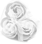 Set van 3 hartvormige zeepbloemen - wit 2 Stuks van 3 bloemen