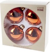 KERSTBALLEN SET 4 STUKS | KERSTVERSIERING | SHINY ROEST | D10 CM | GLAS