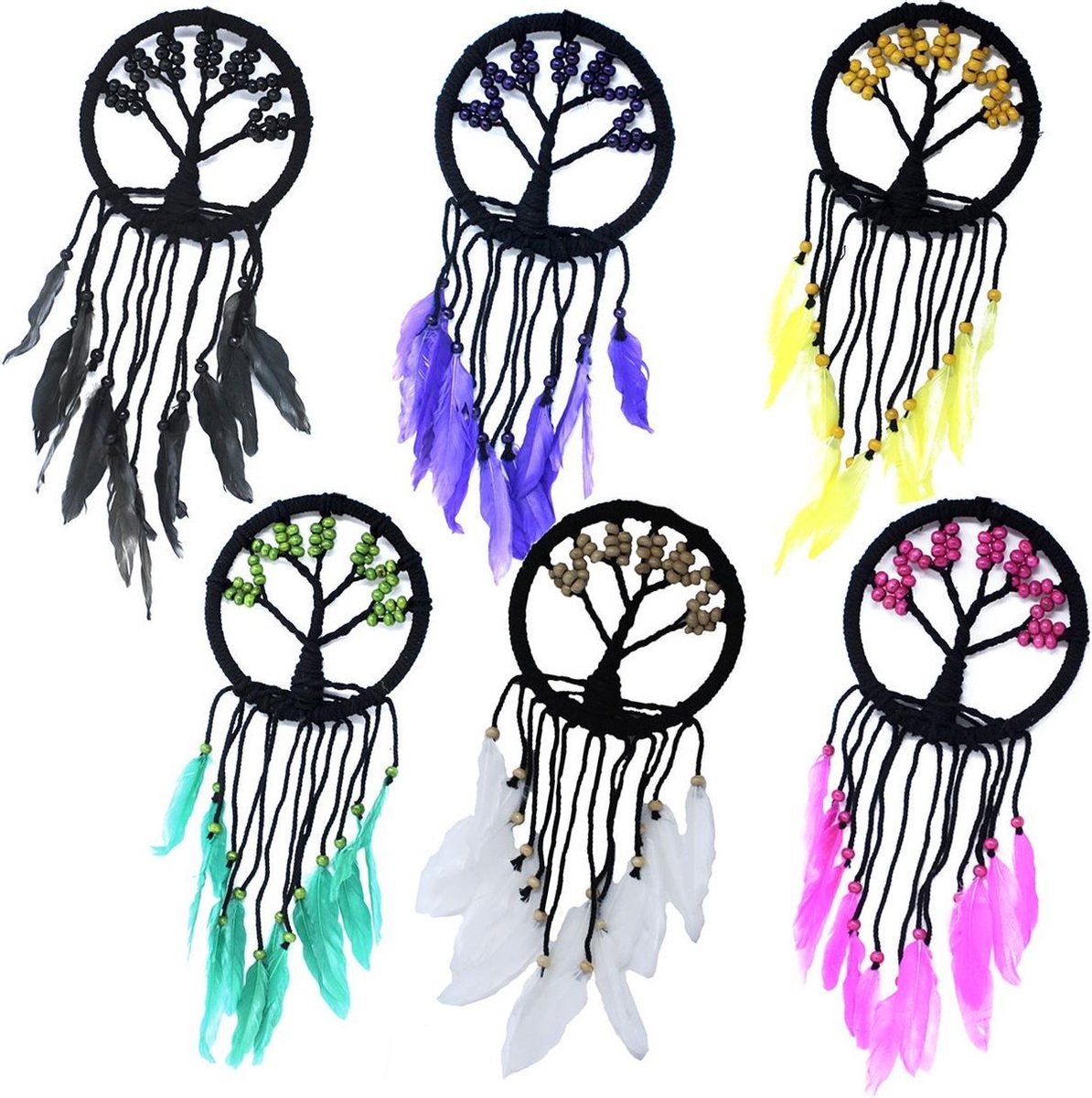 Levensboom Dreamcatcher - 16 cm (assorti) 6 Stuks
