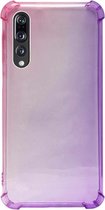 ADEL Siliconen Back Cover Softcase Hoesje Geschikt voor Huawei P20 Pro - Kleurovergang Roze Paars
