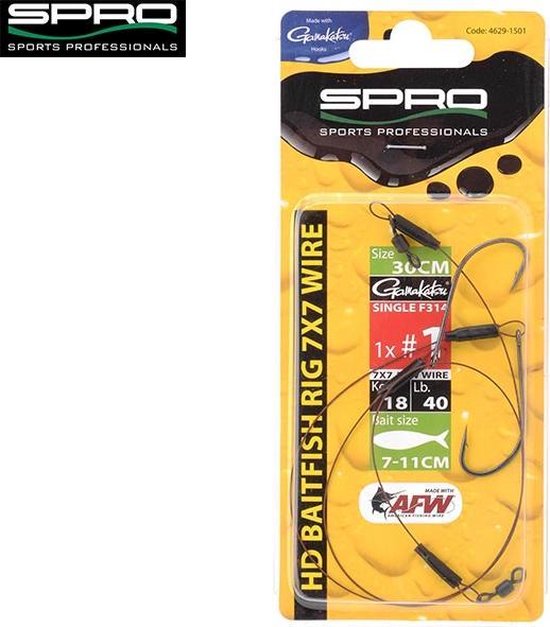 Spro Heavy Duty Baitfish Rig 7 x 7 - 30 cm - enkele haak - haakmaat 4 van Spro — afbeelding 3