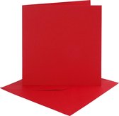 Kaarten en enveloppen, afmeting kaart 15,2x15,2 cm,  230 gr, rood, 4sets, afmeting envelop 16x16 cm