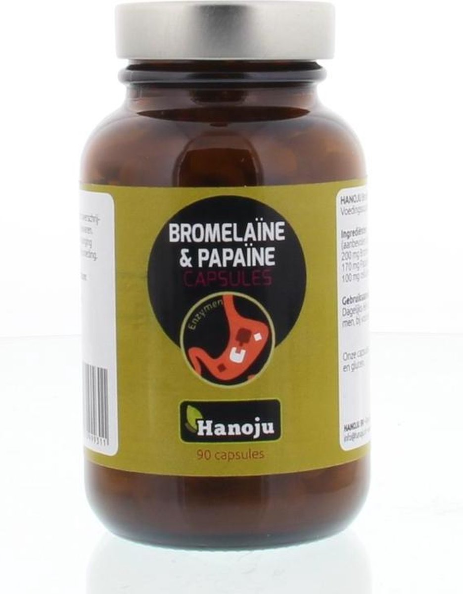 Hanoju Bromelain + Papain 370 Mg, 90 Capsules - Dietary Supplement Containing The