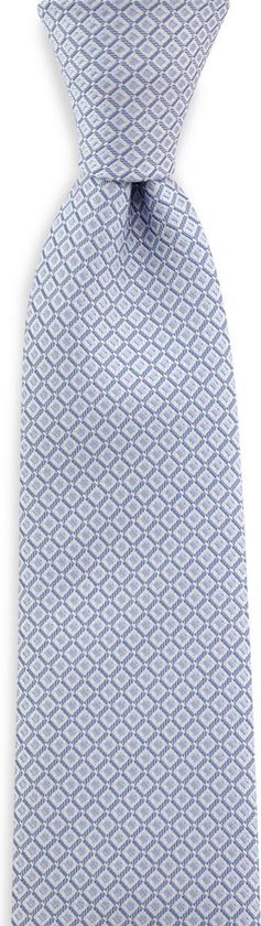 We Love Ties - Stropdas patroon wit lichtblauw - geweven polyester Microfill - wit / denimblauw / lichtblauw