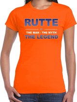 Rutte naam t-shirt the man / the myth / the legend oranje voor dames L