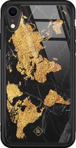 iPhone XR hoesje glass - Wereldkaart | Apple iPhone XR  case | Hardcase backcover zwart