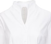 Dames blouse wit  volwassen lange mouw kelkkraag sta kraagje ribbelkatoen luxe chic maat 42
