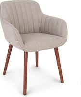 Besoa Iris beklede stoel schuimstof vulling , 100% polyester , houten poten , jaren 70 look ,  zithoogte van 46 cm , inclusief zitkussen
