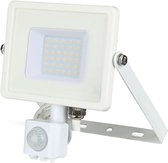 LED Bouwlamp 30 Watt met Sensor - LED Schijnwerper - Viron Dana - Warm Wit 3000K - Mat Wit - Aluminium - SAMSUNG LEDs - BES LED