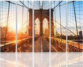 Schilderij , Zonsopkomst bij Brooklyn Bridge , Multikleur ,4 maten , 5 luik , wanddecoratie , Premium print , XXL