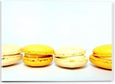 Acrylglas - Rij Gele Macarons - 40x30cm Foto op Acrylglas (Wanddecoratie op Acrylglas)