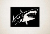 Wanddecoratie - Wandpaneel haai - XS - 21x30cm - Zwart - muurdecoratie - Line Art