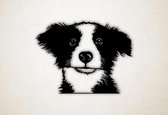 Wanddecoratie - Border Collie puppy - XS - 23x30cm - Zwart - muurdecoratie - Line Art