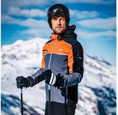 Dare2B Intermit II waterdichte, geïsoleerde ski-jas met capuchon voor heren, ademende outdoorjas, trekking feloranje zwart
