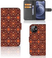 Telefoonhoesje iPhone 12 | 12 Pro (6.1") Wallet Book Case Batik Brown