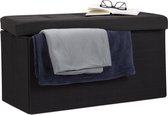 Relaxdays opvouwbare zitbank - linnen - zitkist met opslagruimte - bank - 38 x 76 x 38 cm - zwart