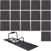 relaxdays 16 x carrelage au sol 60 x 60 cm - tapis de fitness - noir - surface - extensible