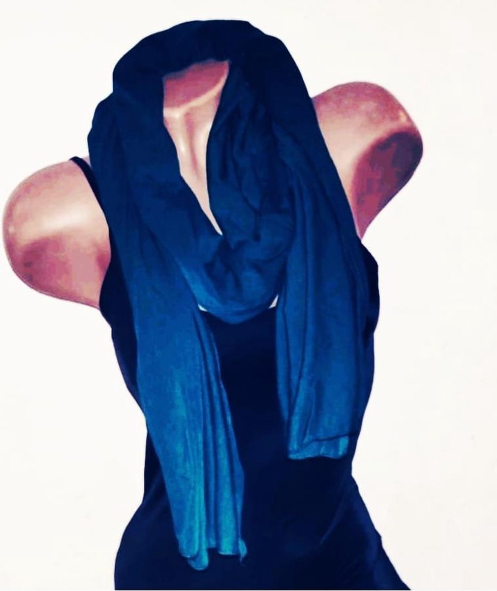Dames tricot sjaal effen donkerblauw | bol.com