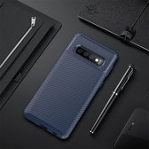 Xssive Carbon TPU Cover voor Samsung Galaxy S10 - Blauw