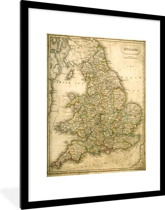 Cadre photo Vintage carte d'Angleterre et du Pays de Galles noir avec  passe-partout... | bol.com