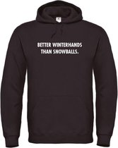 Wintersport hoodie zwart M - Better winterhands than snowballs - wit - soBAD. | Foute apres ski outfit | kleding | verkleedkleren | wintersporttruien | wintersport dames en heren