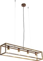QAZQA cage - Industriele Hanglamp eettafel voor boven de eettafel | in eetkamer - 4 lichts - L 100 cm - Bruin - Industrieel -  Woonkamer | Slaapkamer | Keuken