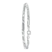 Lucardi Dames Armband mat/glans met zirkonia - Echt Zilver - Armband - Cadeau - 19 cm - Zilverkleurig