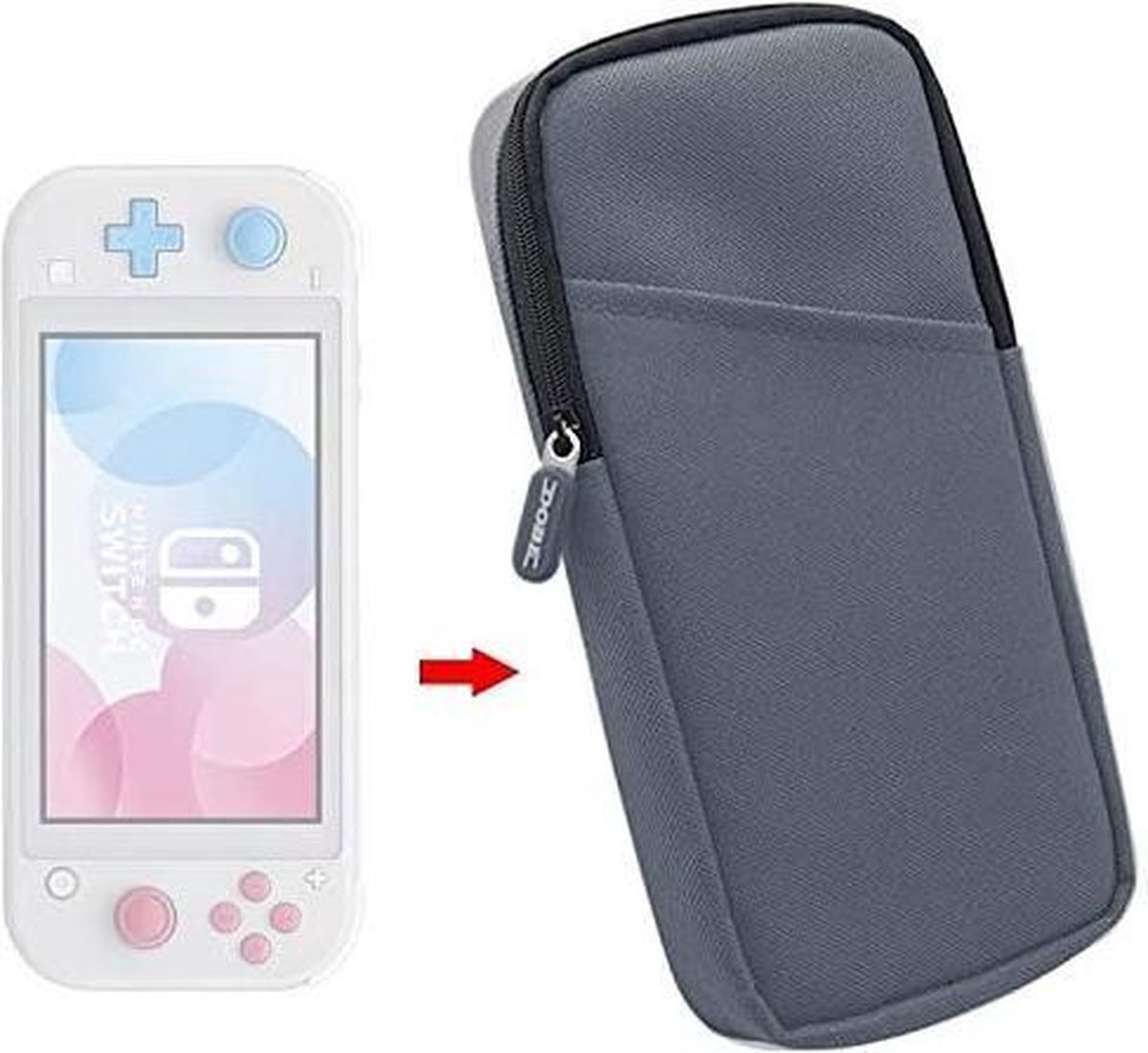 Opbergkoffer Ritsbescherming Hoes Nylon Zachte stoffen tas Geschikt voor Switch Lite - Grijs