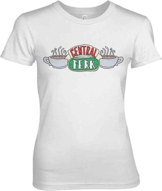 Wit dames t-shirt met het Central Perk logo.