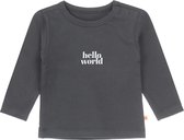 Little Label - baby shirt - anthracite world - maat: 62 - bio-katoen
