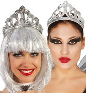 Guircia verkleed haarband/tiara kroontje - zilver - kunststof - prinses/koningin - carnaval