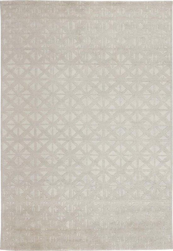 Shangri La White Mosaik Vloerkleed - 250x350  - Rechthoek - Laagpolig Tapijt - Landelijk - Beige