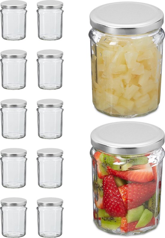 MamboCat 50-delige set weckpotten 230 ml, hoog, dekselkleur rood-wit geruit tot 66 incl. Diamant Gelierzauber receptenboekje, jampotten, inmaakpotten, weckpotten, glazen