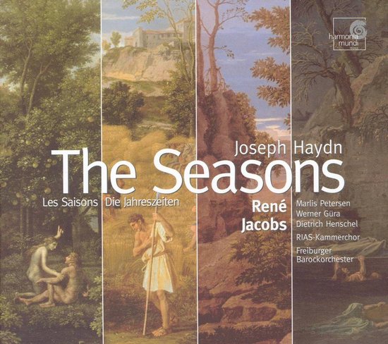 Albumhoes met schilderijen van landschappen, met de titel "The Seasons" en namen van uitvoerders.