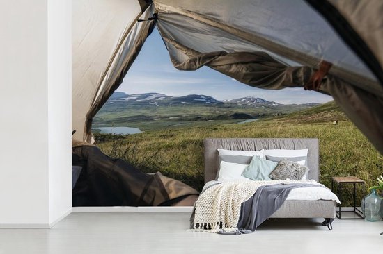 Fotobehang Tent - tent op open veld breedte 330 cm x hoogte 220 cm - Foto  print op... | bol.