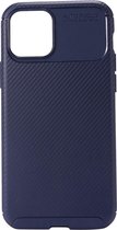 Shop4 - iPhone 12 Pro Hoesje - Back Case Carbon Donker Blauw