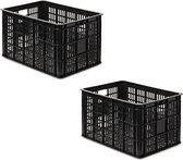 3x caisses à vélo en plastique noir / caisses de rangement 48 x 35 x 26 cm - Caisses et paniers