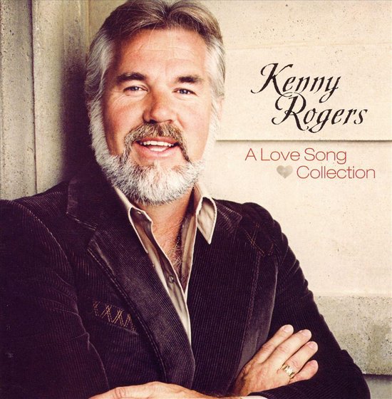 Kenny Rogers 'A Love Song Collection'. Kenny Rogers draagt een bruin corduroy colbert en een beige overhemd. Hij heeft een grijze baard en zijn haar is grijs.