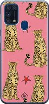 Samsung M31 hoesje siliconen - The pink leopard | Samsung Galaxy M31 case | Roze | TPU backcover transparant