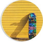 Forex Wandcirkel - Gekleurd Skateboard - 20x20cm Foto op Wandcirkel (met ophangsysteem)