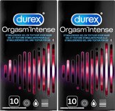 Durex Condooms Orgasm'Intense - Condooms met ribbels en nopjes met een stimulerende gel - 2 x 10 stuks