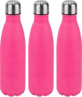 relaxdays 3 x Thermosfles - drinkfles - thermosbeker isolerend - isoleerfles - 0,5 l roze