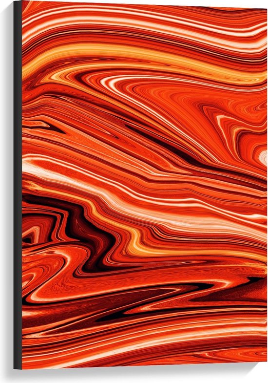 Canvas  - Rood/Oranje Watermarble - 60x90cm Foto op Canvas Schilderij (Wanddecoratie op Canvas)