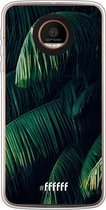 6F hoesje - geschikt voor Motorola Moto Z Force -  Transparant TPU Case - Palm Leaves Dark #ffffff