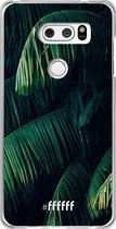 6F hoesje - geschikt voor LG V30 (2017) -  Transparant TPU Case - Palm Leaves Dark #ffffff