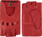 Gants de voiture en cuir pour femmes avec demi-doigts modèle Las Vegas Couleur: Rouge, Taille: 8