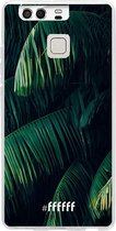 6F hoesje - geschikt voor Huawei P9 -  Transparant TPU Case - Palm Leaves Dark #ffffff