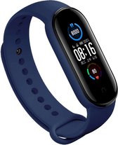 Siliconen Smartwatch bandje - Geschikt voor  Xiaomi Mi Band 5 siliconen bandje - donkerblauw - Horlogeband / Polsband / Armband